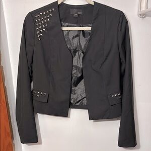 Twenty One Black Blazer Crop Studs Career Work Lined Suit Jacket